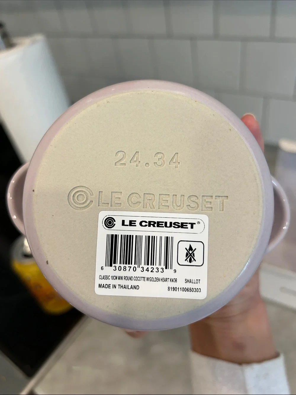Le Creuset Mini Cocotte in Lavender with Gold Heart Knob